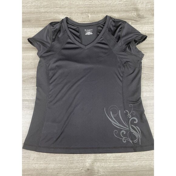 Tek Gear Top Womens Size XL Black Short Sleeve Workout Mom Gym Activewear - Picture 2 of 10